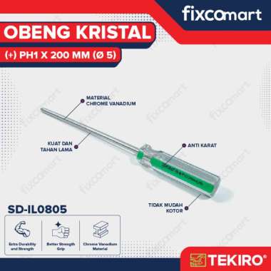 Tekiro Obeng Kristal Plus (+) PH1 x 200 mm (O 5) Multicolor
