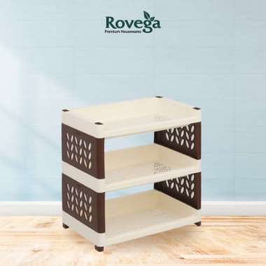 Rovega Rak Susun Supra Plastik Multifungsi Lebar 3 Tanpa Roda Premiun Food Grade SMW300 White Navy