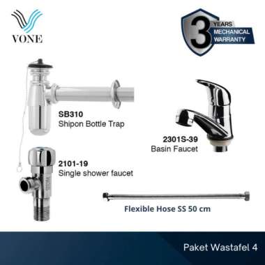 VONE Sifon Wastafel Kran Air Flexibel Stainless Paket Lengkap Wastafel 4
