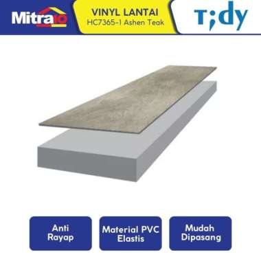 Tidy Vinyl Lantai Motif Kayu HC7365-1 Ashen Teak 90x15 Cm