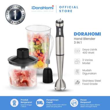 DoraHomi Hand Blender Set Portable Mixer Tangan Elektrik Stainless Steel Motor Kuat Low Watt