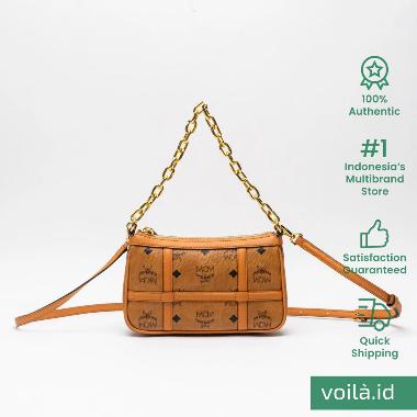 MCM Mini Delmy Shoulder Bag Visetos Cognac