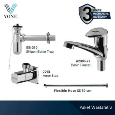 VONE Sifon Wastafel Kran Air Flexibel Stainless Paket Lengkap Wastafel 3