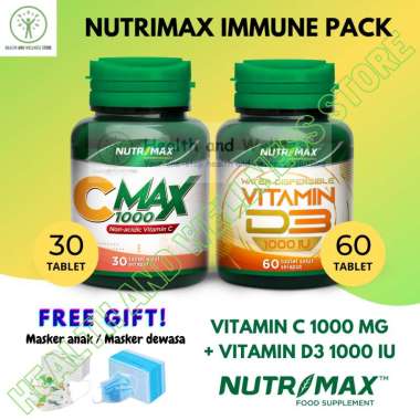 PAKET NUTRIMAX PROTEKSI IMUN VITAMIN C MAX 1000 MG VITAMIN D3 1000 IU