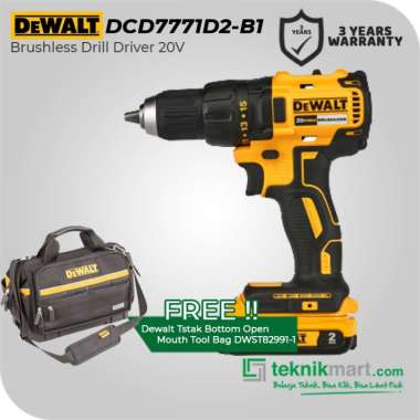 Dewalt Brushles Drill Driver / Bor Obeng Baterai 18/20V DCD7771D2 + DWST82991-1