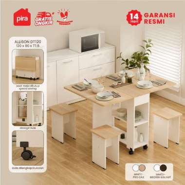 PIRA - ALLISON DT120 Meja Makan Set Lipat DT120 White-PO