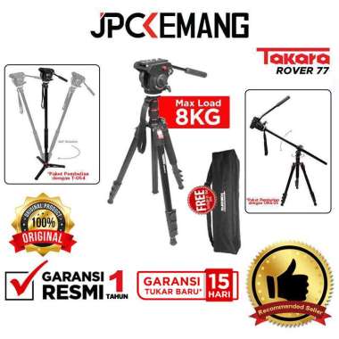 JPC KEMANG Takara Rover 77 Tripod Video Fluid Pan Head Monopod Kamera Rover77 GARANSI RESMI