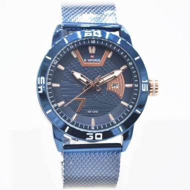 Naviforce 9155 Jam Tangan Analog Pria Original Stainless Steel Blue