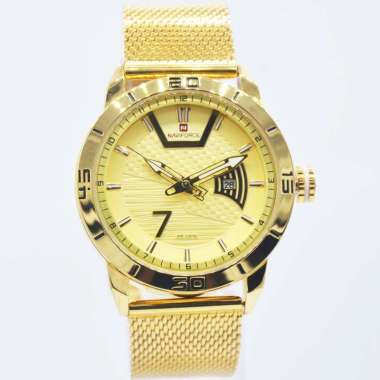 Naviforce 9155 Jam Tangan Analog Pria Original Stainless Steel Gold