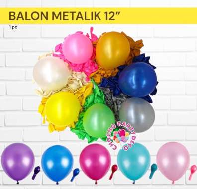 (Min5pc) Balon Metalik 12” (satuan) - balon gold - balon metalic gold Hitam