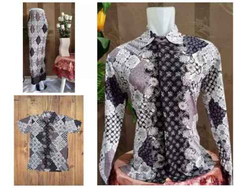 (COD) Terlaris Batik Couple Remaja, Pasangan Muda atau Suami istri - Motif Wajik by Khei Store Grey 