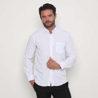 Platini Kemeja Pria Polos High Twist Panjang Putih 66121 M