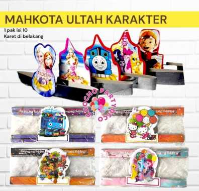 (10 pc) mahkota ulang tahun murah - Topi ulang tahun murah MAHKOTA ULTAH MIX/SILVER upin ipin Random