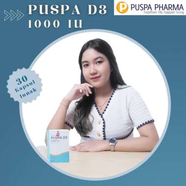 Puspa D3 1000 - Vitamin D3 1000 IU - isi 30 soft capsule - Untuk Menjaga kesehatan Tulang - BPOM No.