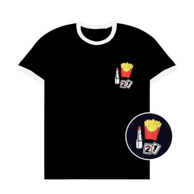 ELLIPSESINC Ringer Tee Wanita French Fries L Hitam