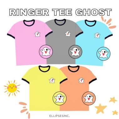 ELLIPSESINC Ringer Tee Wanita Ghost L Putih