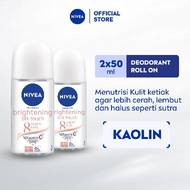 NIVEA Personal Care Deo Whitening Silk Touch Roll On 50ml - Twin Pack