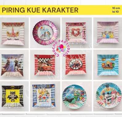 (10 pc) piring kue kertas karakter - piring kue pony - piring kue lol unicorn baby shark frozen / Pi