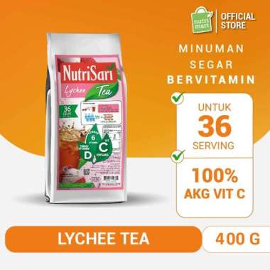 NutriSari Lychee Tea Powder Drink Refill 400 gram - Teh Rasa Buah Leci dengan Vitamin C & Vitamin D