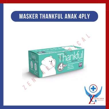 Masker Thankful Anak 4 PLY Sebox Isi 30 PCS PUTIH