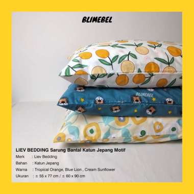 Sarung Bantal Hotel Kingkoil Liev Bedding Bahan Katun Jepang 60x90cm Cream Sunflower