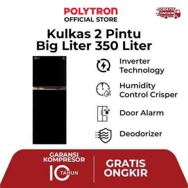 POLYTRON Belleza Big Liter Kulkas 2 Pintu 350 Liter PRM 495X with Vacuum Compartment