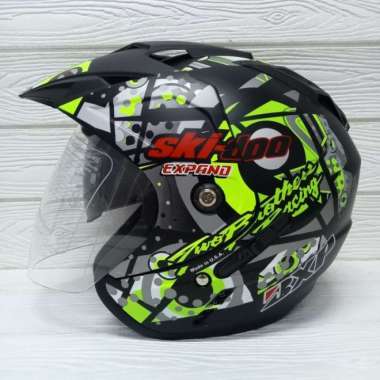 Helm Motor SNI BXP Original 2 kaca (Double visor) 2 KACA BXP JP7 MOTIF Semua Ukuran SKIDO YELLOW