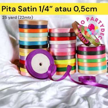 Pita Satin 1/4 INCH ( 0,5 CM ) / Pita Kado SERI 1 BIru muda