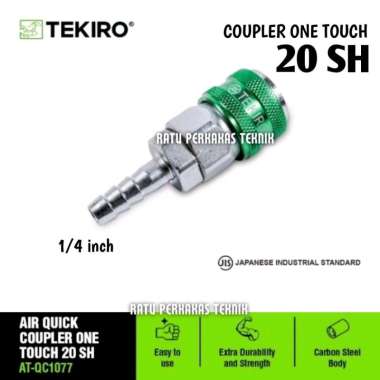 TEKIRO KOPLER 20 SH ONE TOUCH AT-QC1077 AIR QUICK COUPLER NEPEL ANGIN SELANG KOMPRESOR DRAT 1/4" ORI