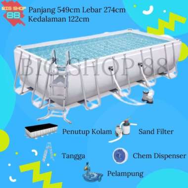 KOLAM RENANG PORTABLE BESTWAY BESAR RECTANGULAR PRISM FRAME POOL ABOVE GROUND POOL KOTAK PETAK JUMBO