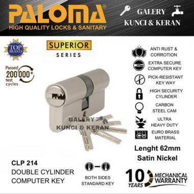 PALOMA CLP 214 DOUBLE CYL COMPUTER KEY KUNCI SUPERIOR DC-CK 62MM SN