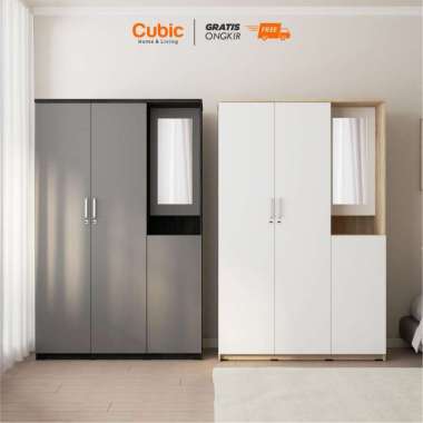 Cubic Lemari Pakaian Minimalis / Wardrobe Baju Motif Kayu / LUNA LPM 301 NEW HANDLE S.oak