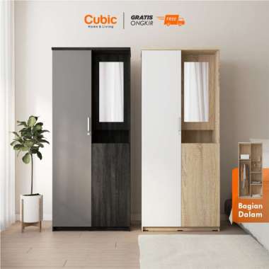 Cubic Lemari Pakaian Minimalis / Wardrobe Baju Motif Kayu / LUNA LPM 201 New Handle