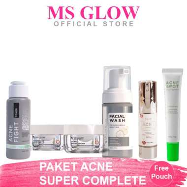 MS GLOW PAKET ACNE SUPER COMPLETE LENGKAP PENGHILANG JERAWAT