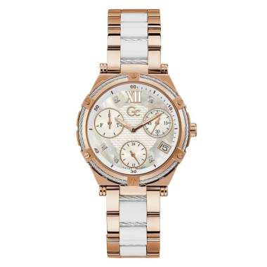 GC Y87002L1MF - GC Cablesport Large Size Ceramic White Rosegold Ladies Watch Original