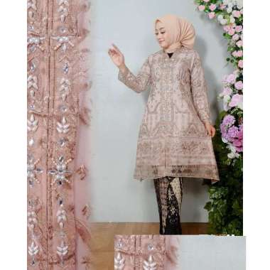LAVISA Baju Gamis Wanita Brukat Corneli Kombinasi Tile Tutu Murah Premium Terbaru 2021 Kekinian nude