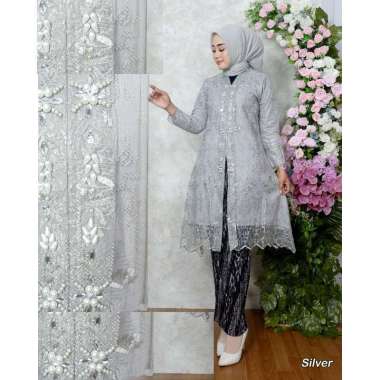 LAVISA Baju Gamis Wanita Brukat Corneli Kombinasi Tile Tutu Murah Premium Terbaru 2021 Kekinian silv
