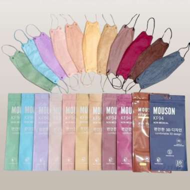 Mouson Masker KF94 Earloop Warna Polos Isi 10pcs Cream