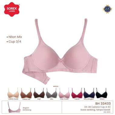 Sorex Bra Tanpa Kawat Busa Sedang Kait 2 Setara Cup A-B Silky Soft Bra Harian BH 33433 Abu 38