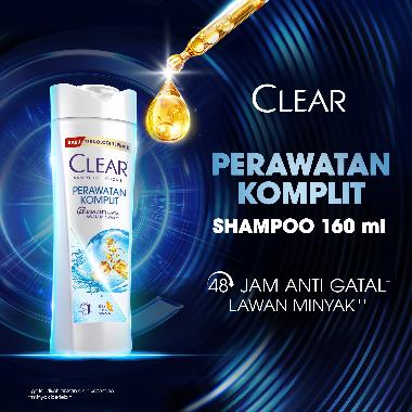 CLEAR Shampoo Anti Ketombe Perawatan Komplit, 48 Jam Melindungi dari Gatal dan Lawan Minyak dengan 10x Super Vitamin [160 mL] -