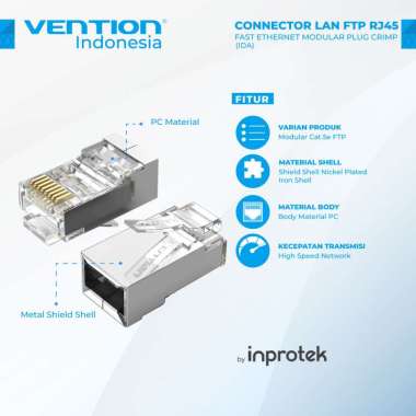 Vention Connector LAN FTP RJ45 Fast Ethernet Modular Plug Crimp 10 Pcs IDH Cat.8