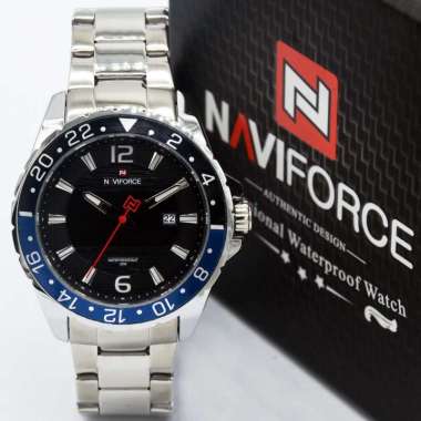 Naviforce 9192 Jam Tangan Analog Pria Original Stainless Steel Silver Black