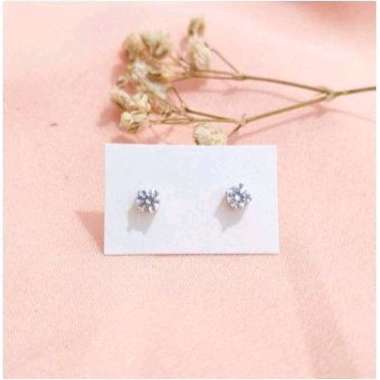 Anting giwang emas putih kadar 750 model solitare - 0.50gr