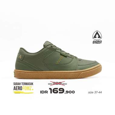 Aerostreet 36-45 Hoops Low Gum Olive Olive - Sepatu Sneakers Casual Pria Wanita Aero Street 37