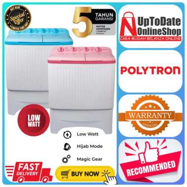 MESIN CUCI 2 TABUNG POLYTRON PWM-8073 PWM8073 8073 BIG CAPACITY 8KG BIG PULSATOR TWIN TUB POLYTRON L