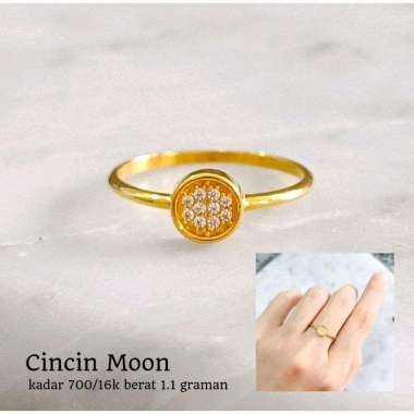 Cincin Moon Mewah Elegant Hadiah Kekasih Emas Asli 0.66gr sz 10/700