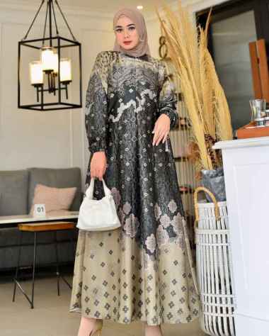 Dress Wanita Terbaru Gamis Remaja Kekinian Dres Muslim Dewasa Motif RAFLESIA Maxmara Lux RFS12