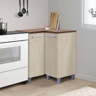Kirana Kitchen Set Denver Lemari Kabinet Dapur Rak Bawah 2 Pintu Sudut Toptable Brown