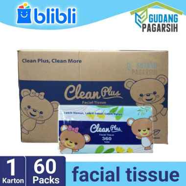 Clean Plus Softpack Facial Tissue 180 Sheets / 360 Helai - 2 Ply [60 Pcs/ 1 Karton]