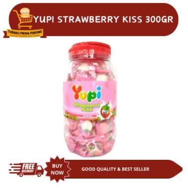 PERMEN YUPI STRAWBERRY KISS 300 GRAM - permen yupi strawberry